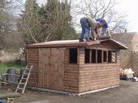 Shed being erected